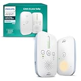 Philips Avent DECT - Écoute-bébé audio bidirectionnel, sans interférence, portée de 330 mètres, autonomie de 24 heures, mode Smart ECO, veilleuse, SCD503/26