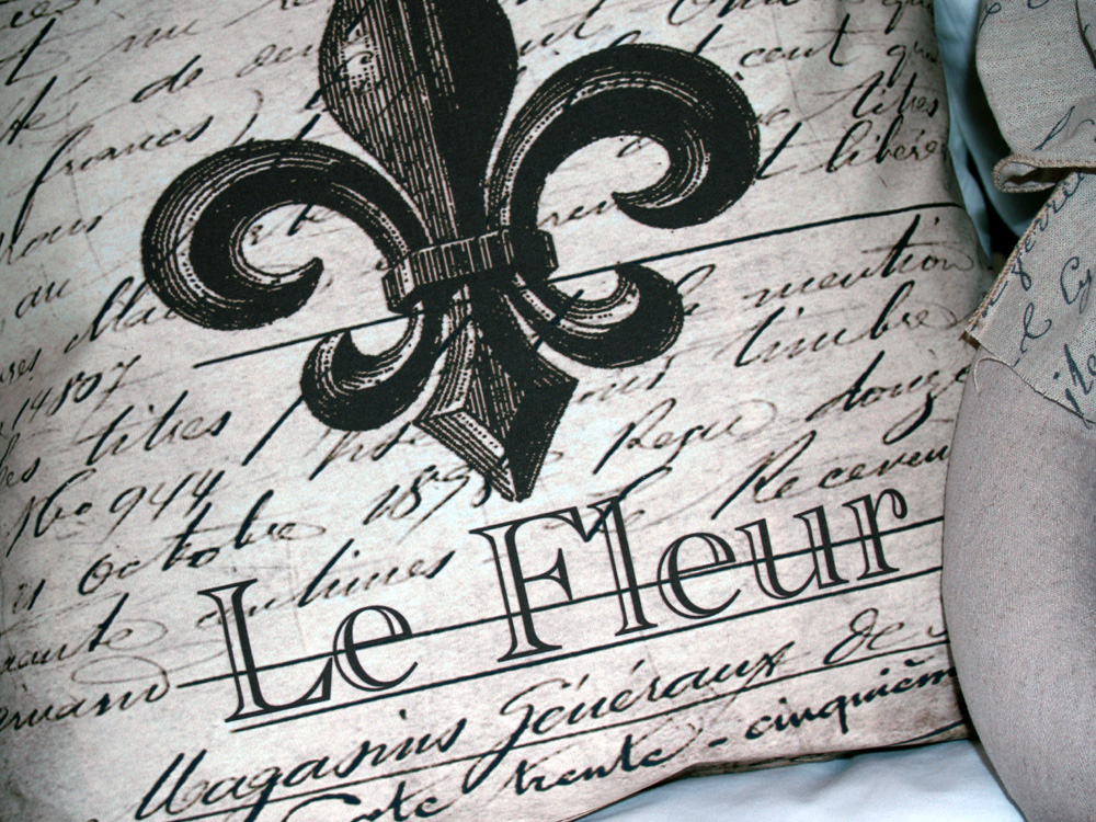 French Market Paris Le Fleur De Lis Postcard Script Linen Envelope Style Pillow Cover Home Decor
