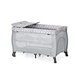 hauck Lit Parapluie Sleep N Play Center 120x60 cm, Inclus Plan a Langer, Niveau pour Nouveau-né, Roues, Sac de Transport, Pliable, Jusqu'à 15 kg, Teddy Gris