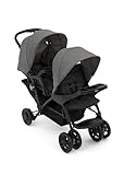 Graco Stadium Duo® Poussette double, de la naissance à environ 3 ans (0-15 kg), utilisable aussi avec une nacelle, dossiers réglables, pliable, grand panier de rangement, plateaux-repas, Titanium