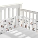 Bizcasa 2 Pièces Tours de Lit Bébé Cabane,4 Côtés Tour de Lit Respirant Doublure en Maille 3D Anti-Flux d'air,Protection des Bords,Réglable, Amovible - 340cmx30cm + 160cmx30cm (Ours)