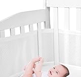 HB.YE Tours de Lit en Maille Respirant 4 Côtés Anti-Collision pour Lit Bébé - Blanc