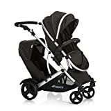 Hauck Poussette Double Duett 2 / Deux Enfants / Jusqu'à 36 kg / Nacelle Souple Convertible en Siège Réversible / Hauteur Réglable / Habillage Pluie Inclus / Pliable / Noir Forest