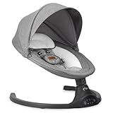 MoMi KENANI Transat balancelle jusqu’à 9 kg, pliable, télécommande et Bluetooth pour smartphone, alimentation piles et secteur, harnais de sécurité 5 points, pare-soleil, moustiquaire