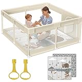 Fodoss Parc Bébé, 120X120cm Parc Avec Tapis, Parc Pour Enfant En Bas Âge, Pour Avec Matelas, Pour Bébé Pour La Maison