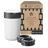 Tommee Tippee Poubelle à couches Twist & Click, Pack Exclusif avec x2 Recharges incluses, Protection anti-odeurs et anti-germes garantie, Grande capacité