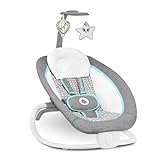 Lionelo Pascal transat bébé avec vibrations délicates, 12 mélodies avec réglage du volume, dossier réglable, barre à jouets interactifs, pliage compact