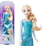 Mattel Disney La Reine des Neiges Poupée Elsa avec tenue emblématique, chaussures, jupe, cape en tissu et accessoires, Jouet Enfant, Dès 3 ans, HLW47, Bleue de Base