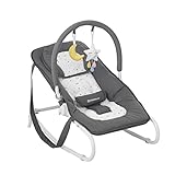 Badabulle Transat pour Bébé Easy Moonlight, Position Fixe ou Balancelle, avec Arche de Jeux et Têtière, Dossier Réglable sur 5 positions, Pliage Compact