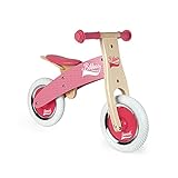 Janod - Ma Première Draisienne Little Bikloon - En Bois - Look Vintage - Apprentissage Équilibre et Autonomie - Selle Réglable et Pneus Gonflables - Couleur Rose - Dès 2 ans, J03259