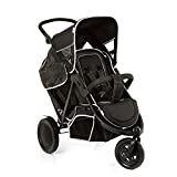 Hauck Poussette Double Freerider / Trois Roues / Deux Enfants / Jusqu'à 36 kg / Hauteur Réglable / Habillage Pluie Inclus / Pliable / Siège en Bas Amovible / Noir