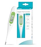 Thermomètre Numérique pour Bébé et Adults, Thermometre Fièvre Médical, Rapide et Précis, Signal Acoustique, Commutable ℃/℉, Vert
