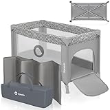 LIONELO Stefi lit bebe bebe jusqu'à 15 kg, entrée latérale, dispositif de protection contre le pliage accidentel LockGuard, système de pliage rapide, sac de transport (GREY)