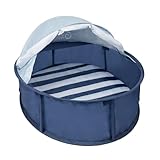 Babymoov Babyni Aire de Jeux Anti-UV FPS 50+, 2en1 Aire de Jeux & Lit d'Appoint, Moustiquaire & Auvent Intégrés, Utilisation Extérieure & Intérieure, Simple à Installer, Marinière