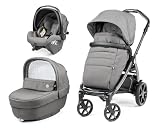 Peg Perego Book Modular - Pousette 3 en 1, 0-4 Ans, Poussette Réversible, Nacelle avec Comfort System, Siège Auto i-Size, Roues Soft Ride, Matelas Fresco Jersey, Mercury