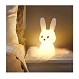 Veilleuse Bebe Bunny Avec 7 Changements de Lumière |Contrôle de tap|Recharge USB | Fonction Minuterie| Lampe de Chevet Pour Chambre D'enfant Cadeau Jouet Veilleuse en Silicone Pour Enfant