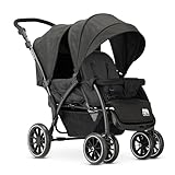 Deryan Elena Poussette Duo Tandem pour Enfants - Double Duett avec Harnais 5 points et Ajustable à 4 ans (Noir)