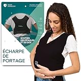 Koala Babycare Une écharpe de portage facile à enfiler, réglable, unisex - Porte-bébé multifonctionnel pour jusqu’à 9 kg - Noir - Design Enregistré KBC®
