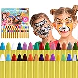 ACWOO Visage Peinture, 28 Couleurs Crayons Maquillage Artistique, Sûr, Non-Toxique, Lavable, Peinture Corporelle Convient à tous, Cosplay, Carnaval, Anniversaire, Halloween, Pâques, Noël