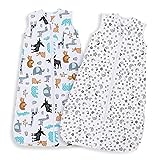 Lictin Gigoteuse Bébé 0.5 TOG - 2pcs Gigoteuse d'été Couverture Bébé en Biologique Gigoteuse d’Emmaillotage 2 modèles Longueur Ajustable de 85 à 105 cm pour Bébé