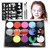 URAQT Peinture Corporelle pour Le Visage, Palette de Maquillage pour Enfants, 15 Couleurs Palette de Tatouage de Peinture à I'huile, Sûr, Non Toxique, Pour Halloween, Noël, Carnaval, Soirées à Thème
