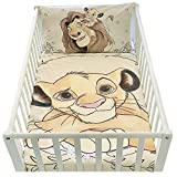 Housse de couette bebe 100x135cm et taie d'oreiller 40x60cm | Parure de lit le Roi Lion pour lit 60x120 ou 70x140cm | linge de lit Disney pour tout-petits