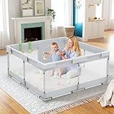 Fodoss 120x120cm Parc Bebe, Le Petit Parc Enfant pour l'appartement, Intérieur et Extérieur Parc Bébé, Stable Avec 4 Ventouses Inférieures