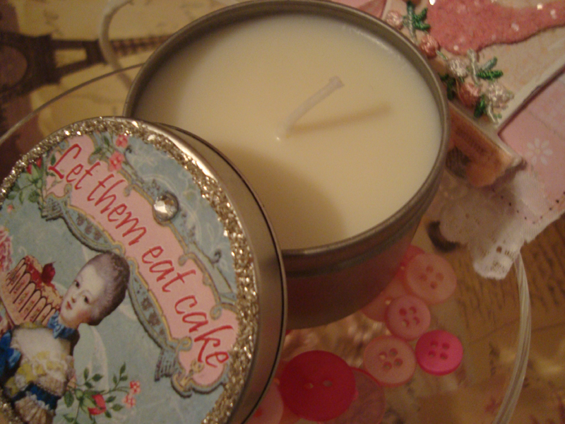 Marie Antoinette Let Them Eat Cake - Chocolate Cherry Cake French ORGANIC Soy Candle in Tin