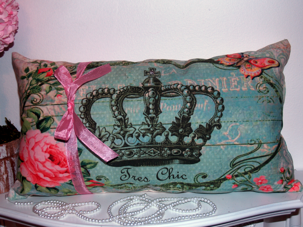 Tres Chic French Royal Crown Shabby Ornate Home Decor Pillow